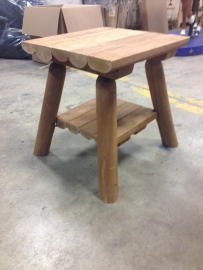 Finished log side table