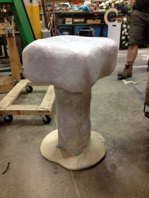 Second toadstool after foam and tissue paper exterior were added.