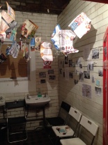 The walls were covered in newspaper articles about RLBs and postal workers, while junk mail was strung across the ceiling.
